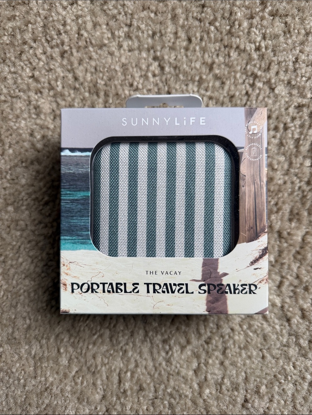 SunnyLife Vacay Portable Speaker - Green & White Stripes
